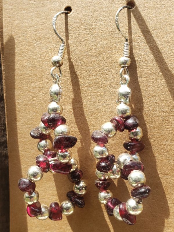 Sterling Silver and Garnet Earrings - Image 2