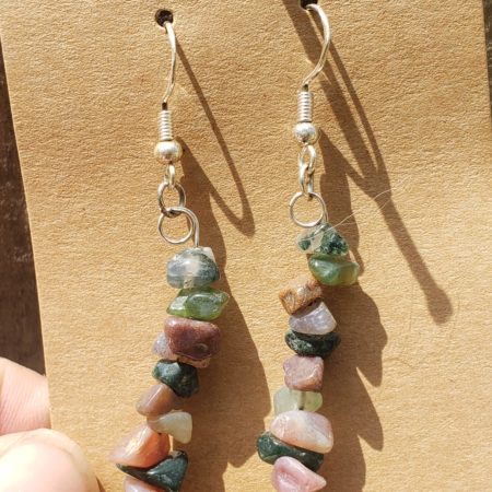 Sterling Silver and Indian Agate Earrings