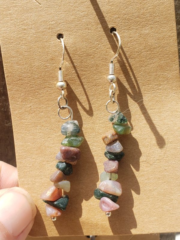 Sterling Silver and Indian Agate Earrings